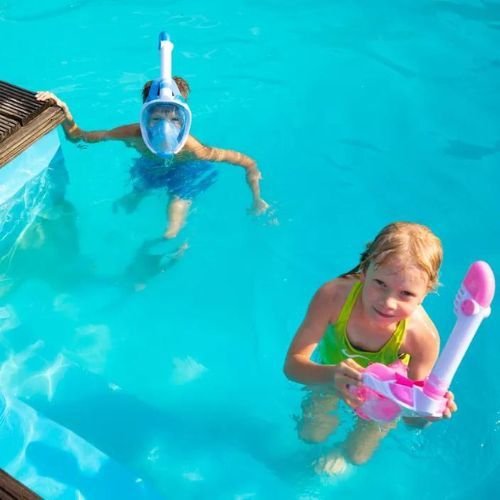 Mască integrală de snorkeling pentru copii AQUASTIC albastră SMK-01N