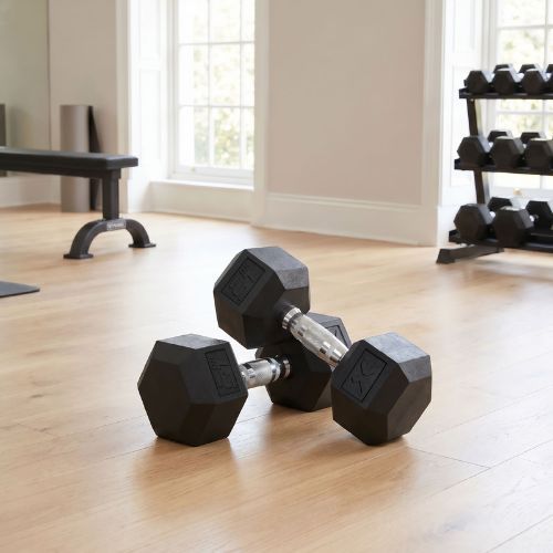 Ganteră cauciucată  XTREXO Hex HXD150 15 kg
