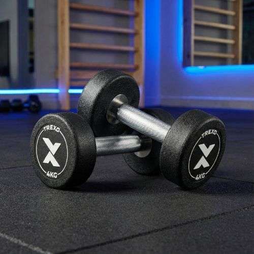 Gantera din fontă cauciucată XTREXO Pro 4 kg black