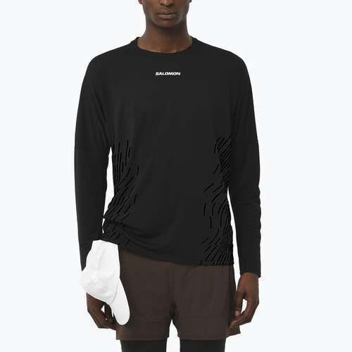 Longsleeve de alergare pentru bărbați Salomon Sense Aero GFX deep black