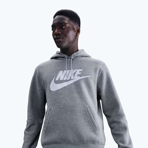 Bluză pentru bărbați Nike Club Pullover Hoodie dark grey heather/light smoke grey/white