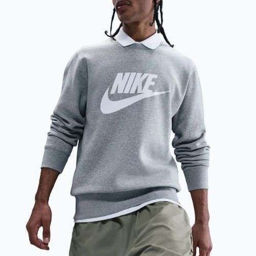 Bluză pentru bărbați Nike Sportswear Club Graphic Fleece Crew dark grey heather/white