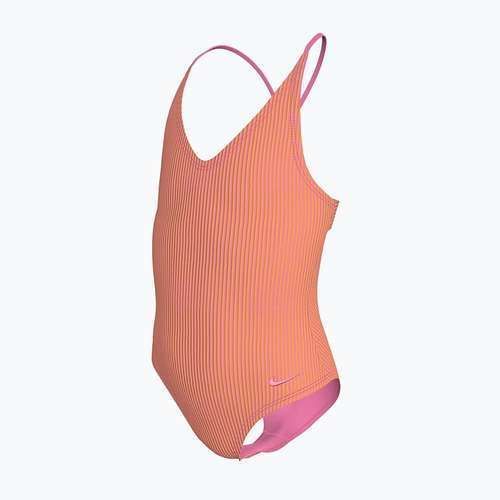 Costum de înot întreg pentru copii Nike Ocean Bound Ripple Texture Lace Up pink glow