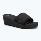 Papuci pentru femei Calvin Klein YW0YW01725 Beach Wedge Slide Canvas triple black