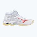 Încălțăminte de volei pentru femei Mizuno Wave Voltage 2 Mid white/calypso coral/pale banan 8
