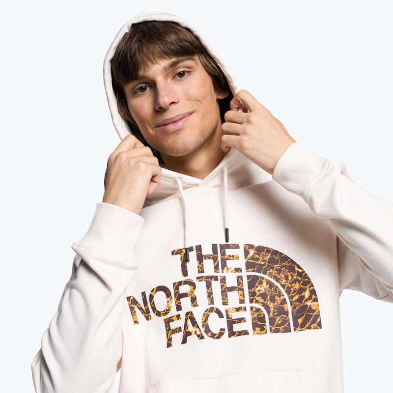 Bărbați The North Face Standard Hoodie cu glugă gardenia alb/maro cărbune cu imprimare de distorsiune a apei 3