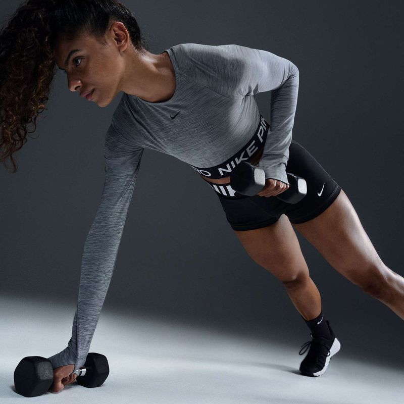 Top de antrenament longsleeve pentru femei Nike Pro 365 Dri-Fit smoke grey/heather 5