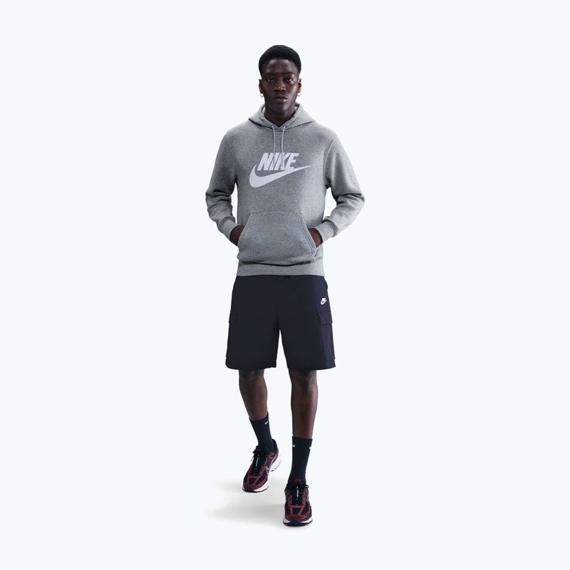 Bluză pentru bărbați Nike Club Pullover Hoodie dark grey heather/light smoke grey/white 2