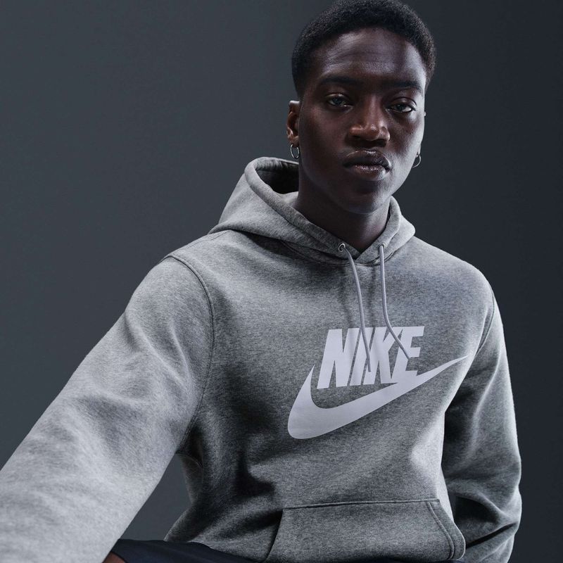 Bluză pentru bărbați Nike Club Pullover Hoodie dark grey heather/light smoke grey/white 6
