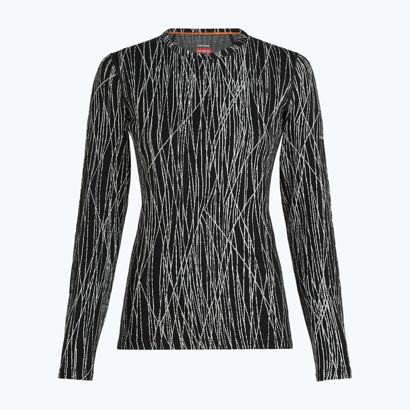 Longsleeve de trekking pentru femei Icebreaker Merino 260 Tech Vertex Crewe Delta Lines AOP black/snow/j 7