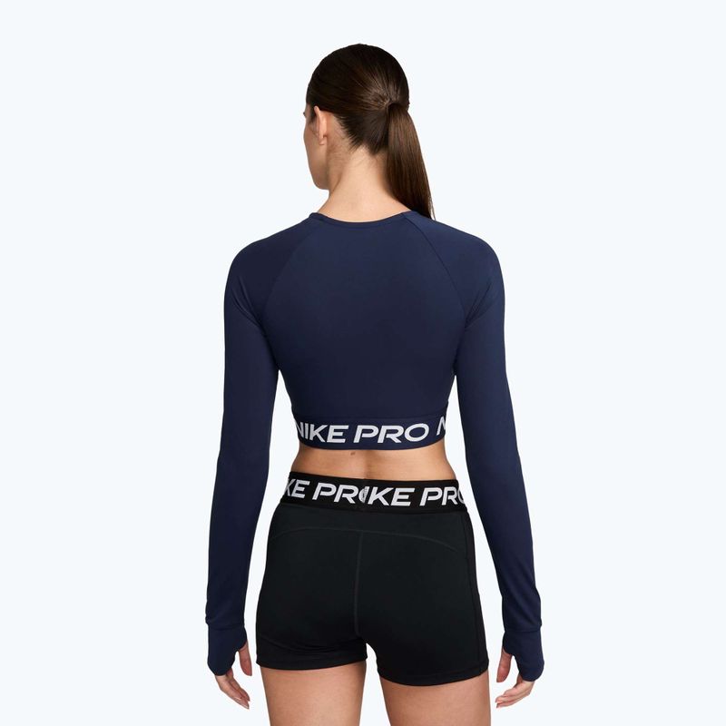 Top de antrenament longsleeve pentru femei Nike Pro 365 Dri-Fit midnight navy/white 2