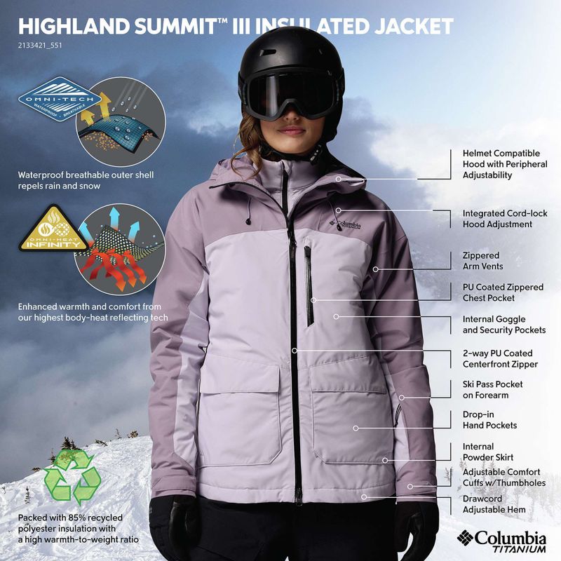 Geacă de schi pentru femei Columbia Highland Summit III Insulated lavender pearl/shale purple 13