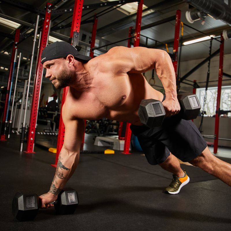 Ganteră cauciucată  XTREXO Hex HXD150 15 kg 10