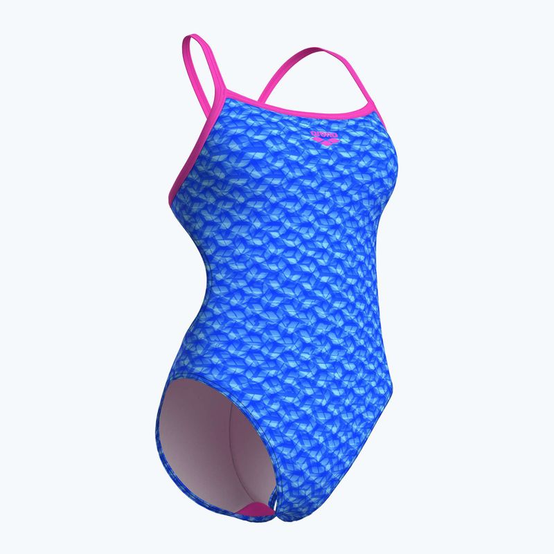 Costum de baie dintr-o piesă pentru femei arena Monogram Challenge Back blue river multi/shocking pink 3