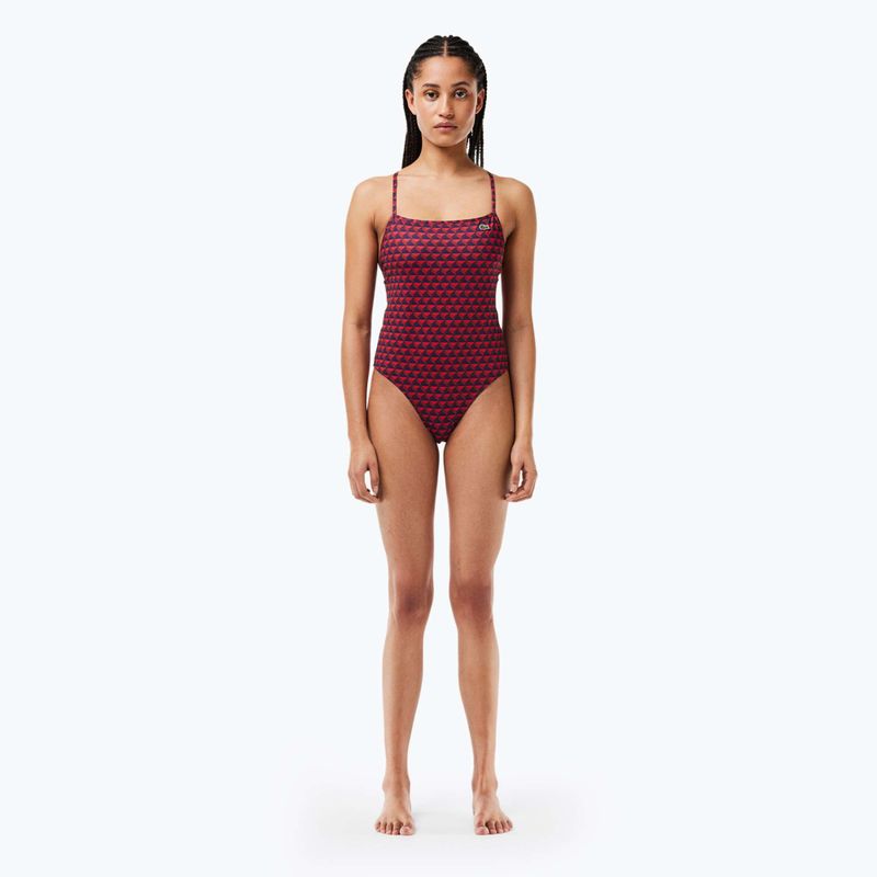 Lacoste costum de baie o piesă pentru femei MF7264 penumbra / alizarin / roșu 3