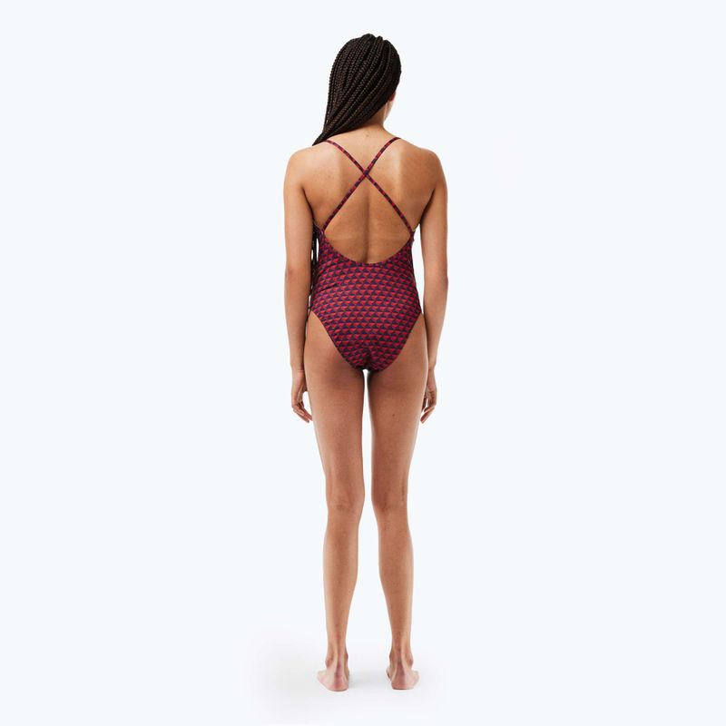 Lacoste costum de baie o piesă pentru femei MF7264 penumbra / alizarin / roșu 4