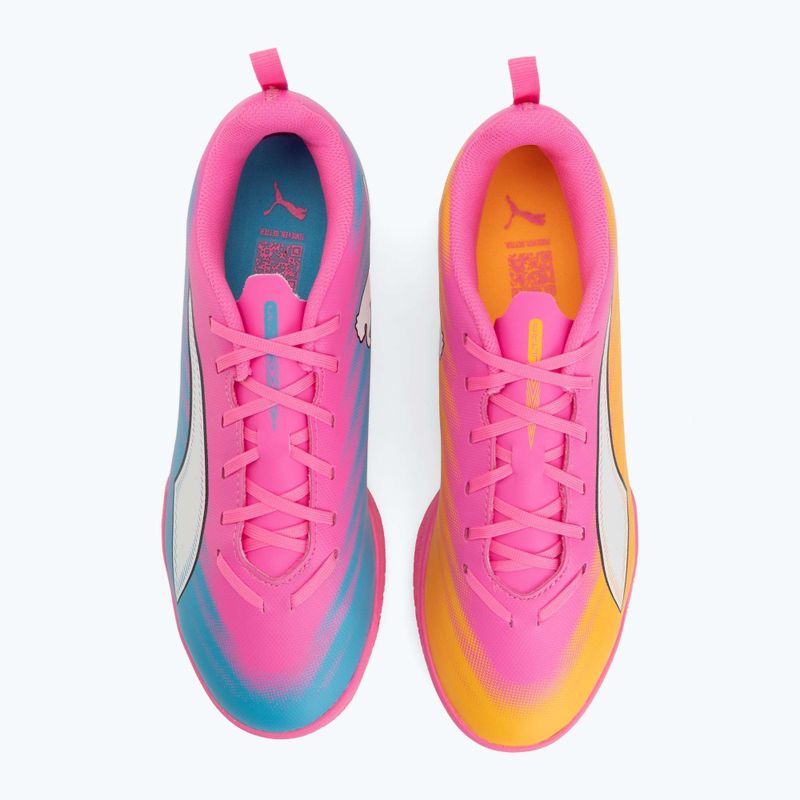 Încălțăminte de fotbal pentru copii PUMA Ultra 6 Play It Jr poison pink/puma wht/sun stream/bright aqua/puma blk 5