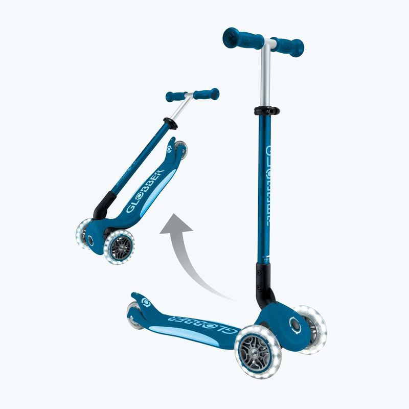 Trotinetă cu 3 roți pentru copii Globber Primo Foldable Plus Lights petrol blue 6