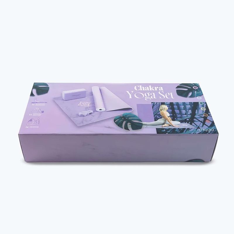 Set de yoga Myga Chakra Yoga Set mat + block + purple strap 9