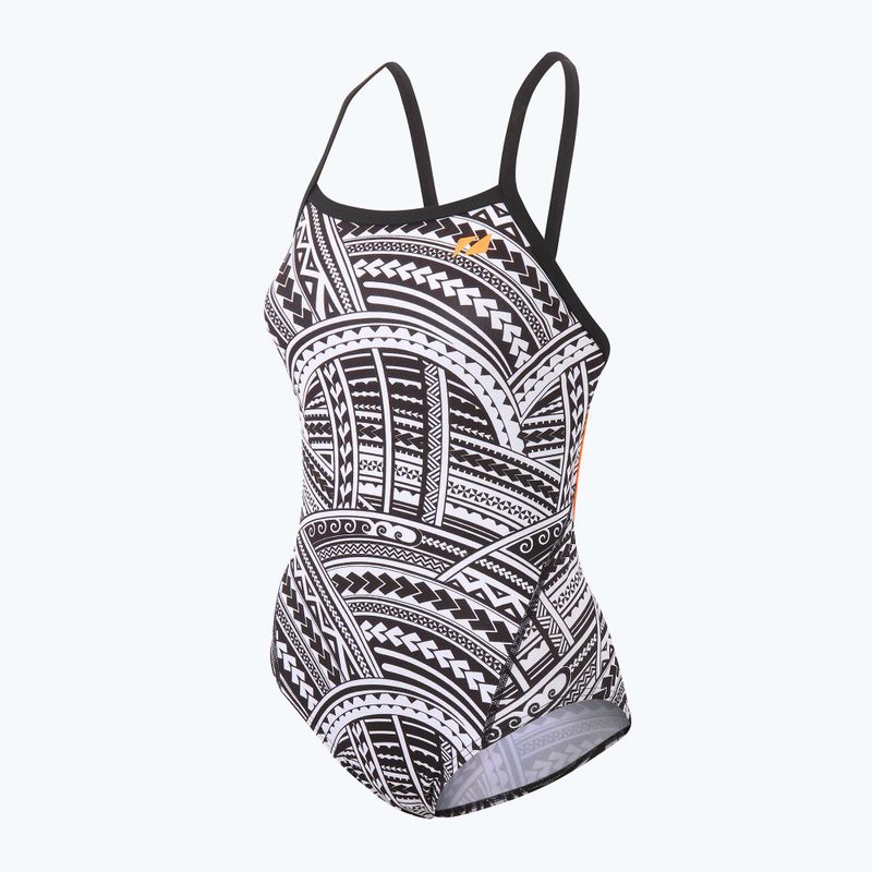 Costum de baie dintr-o singură piesă pentru femei ZONE3 Kona Speed Strap Back imprimeu tribal / negru / alb / portocaliu 4
