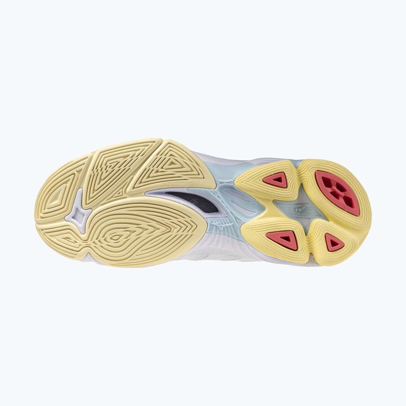 Încălțăminte de volei pentru femei Mizuno Wave Voltage 2 Mid white/calypso coral/pale banan 11