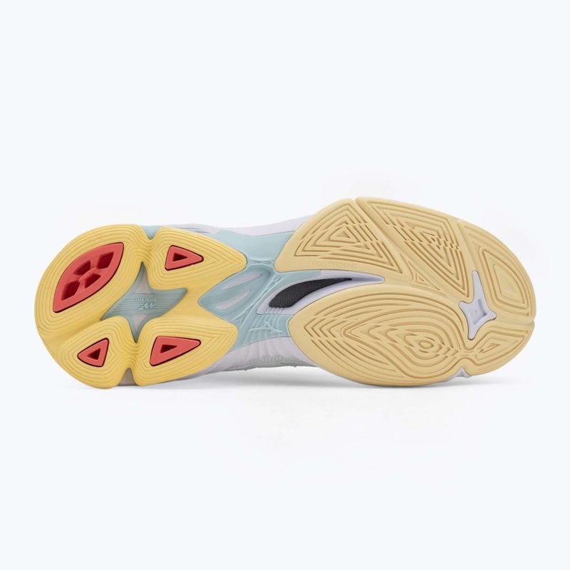 Încălțăminte de volei pentru femei Mizuno Wave Voltage 2 Mid white/calypso coral/pale banan 4