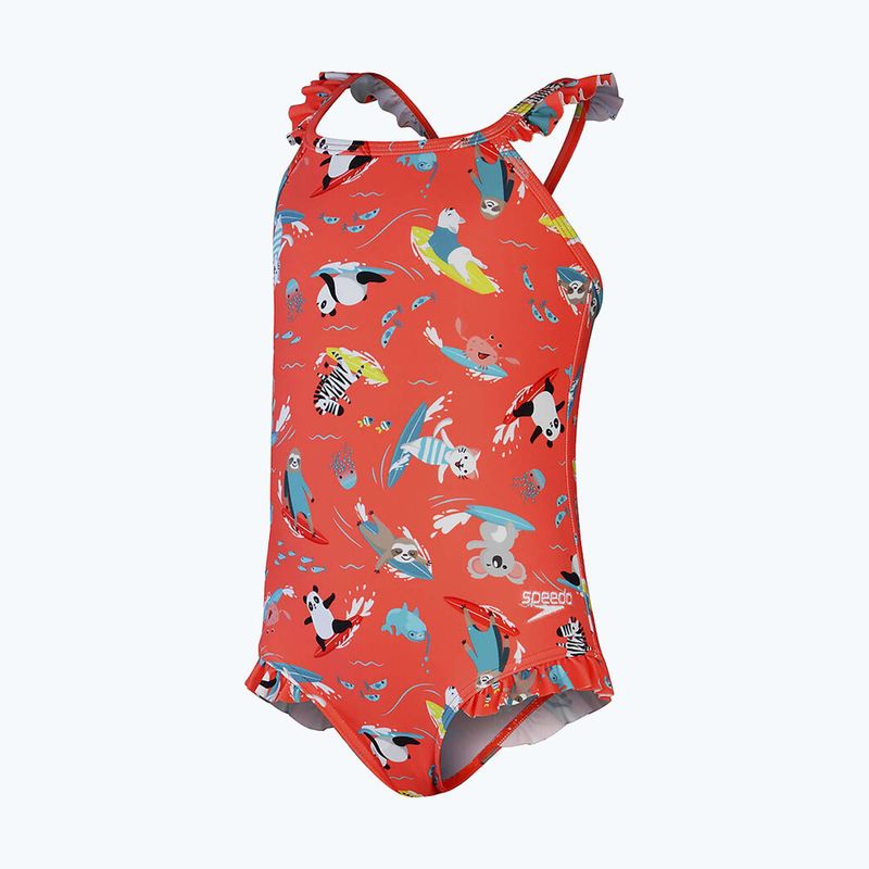 Speedo Digital Frill Digital Frill Thinstrap Costum de baie o singură bucată pentru copii Orange 8-1288115155 3