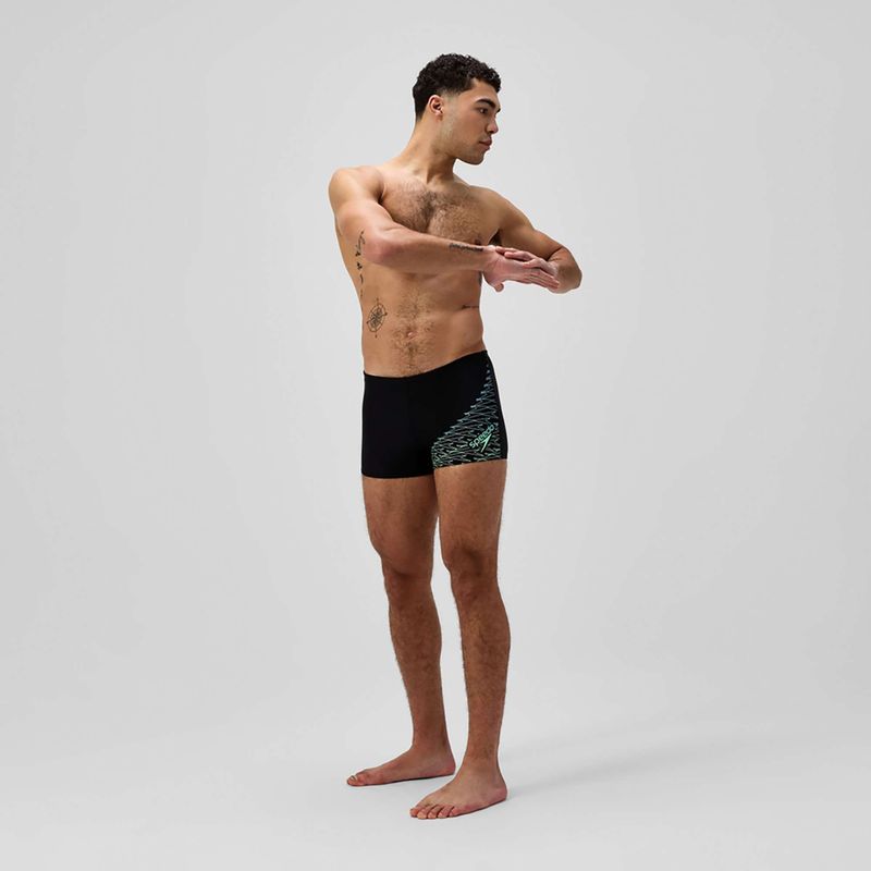 Boxeri de înot pentru bărbați Speedo Medley Logo Aquashort negru/verde alfalfa 2