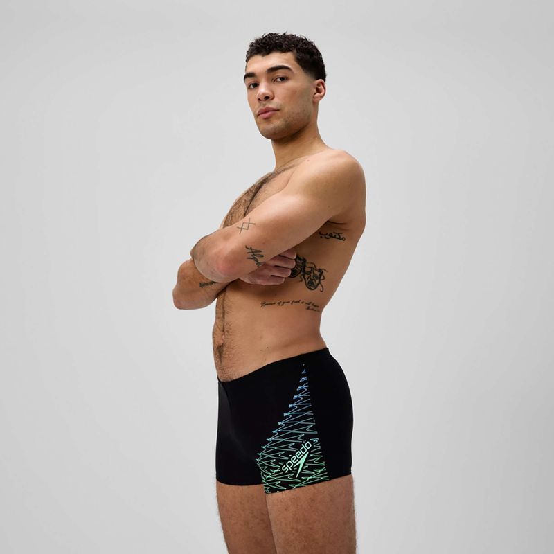 Boxeri de înot pentru bărbați Speedo Medley Logo Aquashort negru/verde alfalfa 4