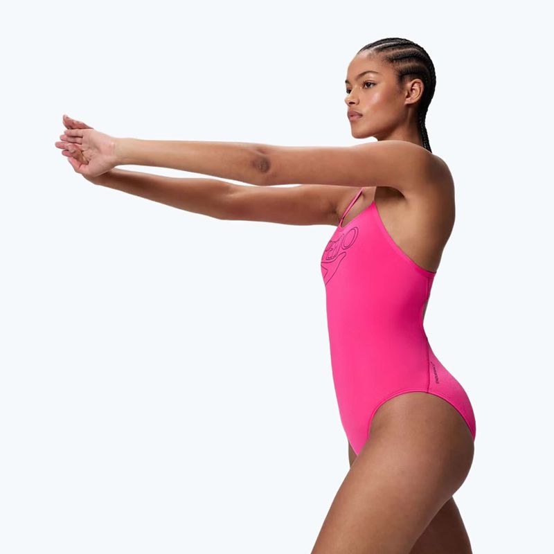 Costum de înot întreg pentru femei Speedo Endurance+ Logo Thin Strap margarita pink 3