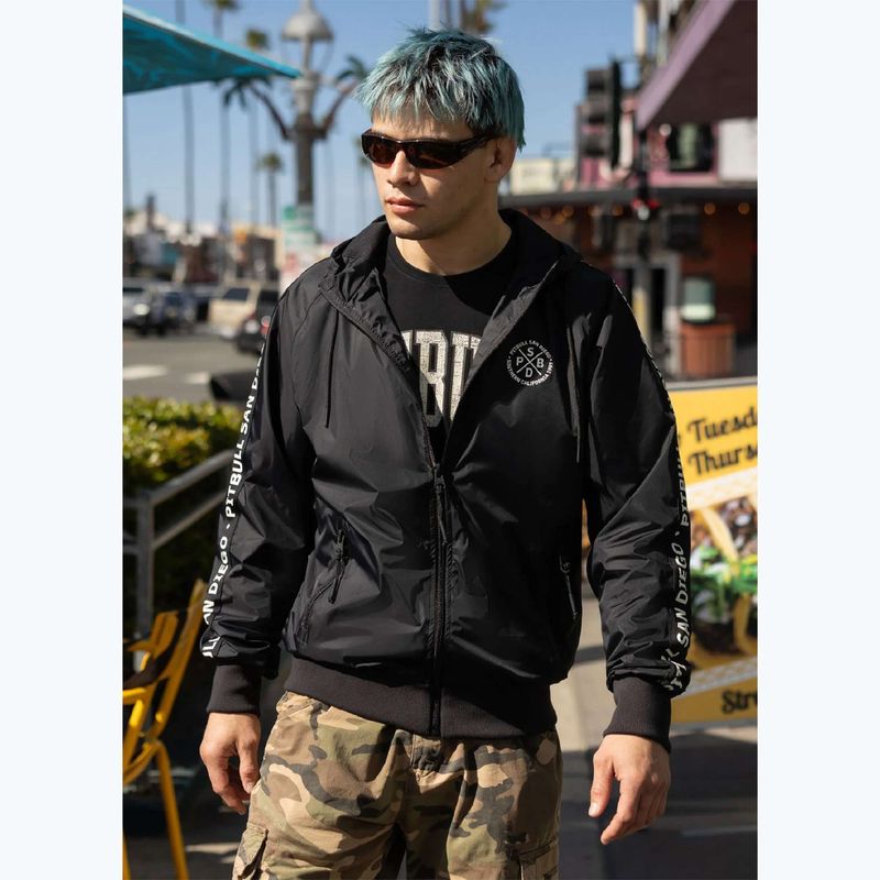 Geacă pentru bărbați Pitbull Athletic Tape Nylon Hooded black 9