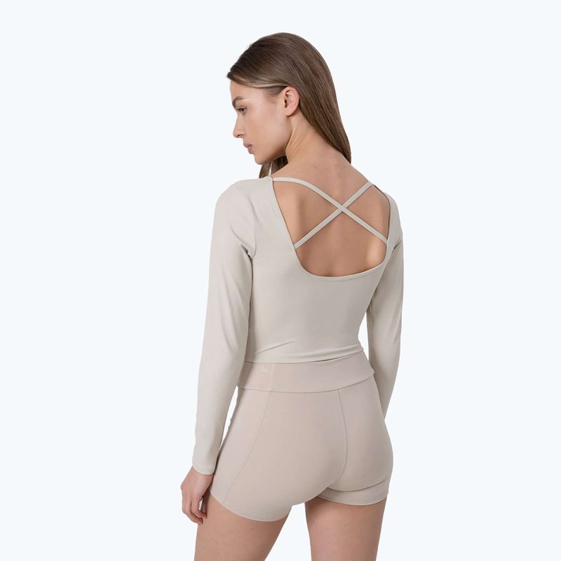 Top de yoga pentru femei 4F H4Z22-TSDL019 bej 2