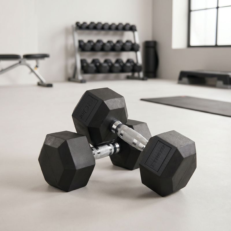 Ganteră cauciucată  XTREXO Hex HXD200 20 kg 3