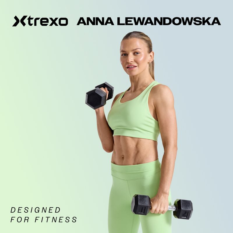Ganteră cauciucată  XTREXO Hex HXD200 20 kg 2
