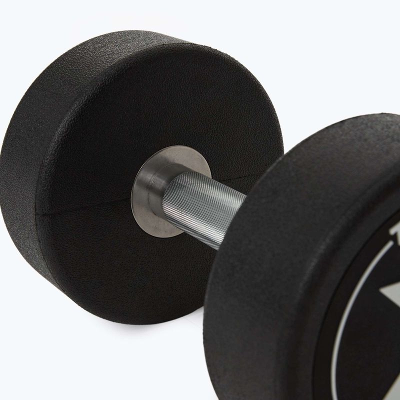 Gantera din fontă cauciucată XTREXO Pro 16 kg black 9