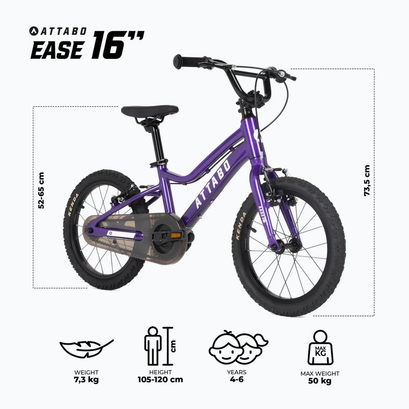 Bicicleta pentru copii ATTABO EASE 16" violet 2
