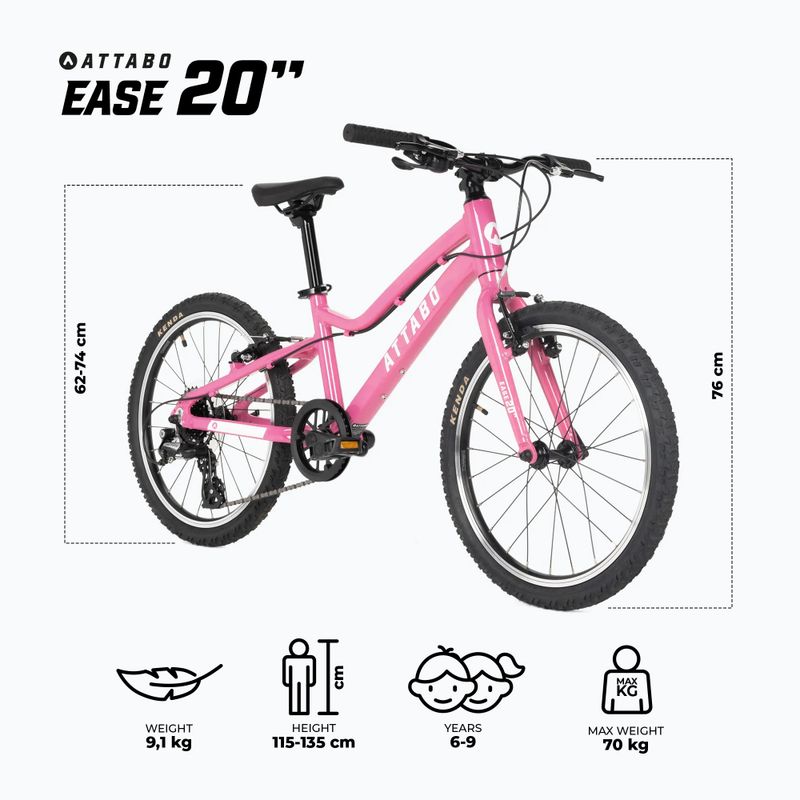 Bicicleta pentru copii ATTABO EASE 20" roz 2