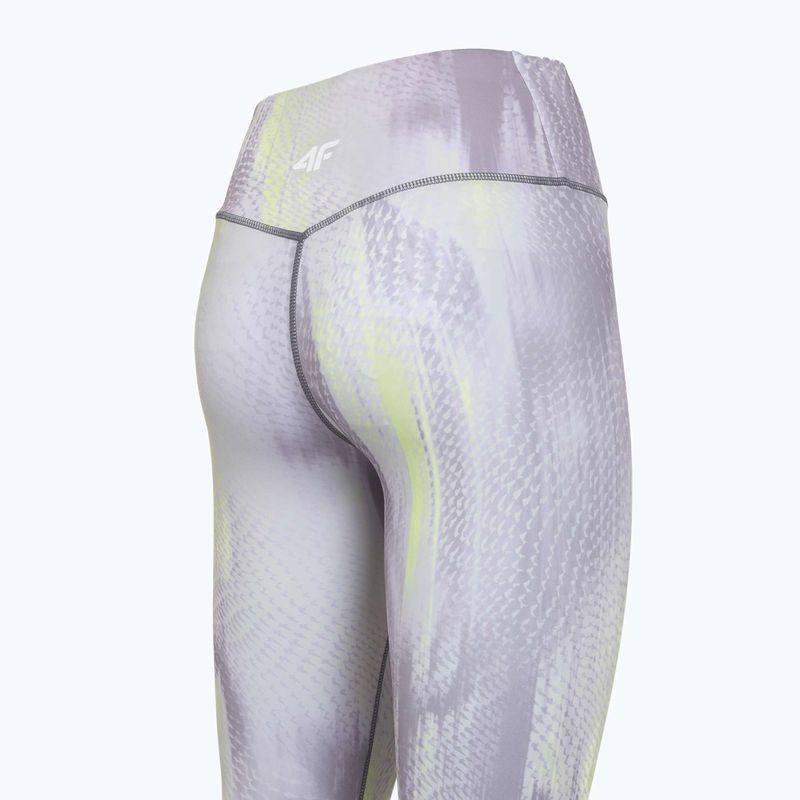 Colanți de antrenament pentru femei 4F Solar Punk FNK F454 light yellow allover 10
