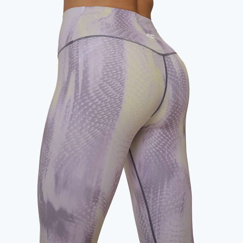 Colanți de antrenament pentru femei 4F Solar Punk FNK F454 light yellow allover 6
