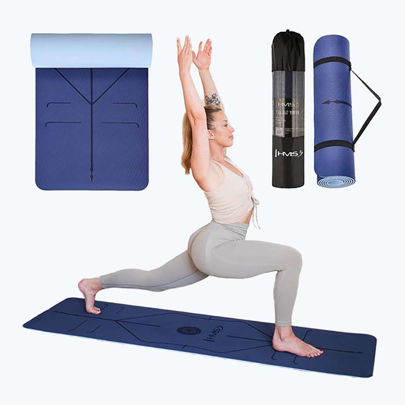 Yoga mat HMS YM10 8 mm albastru închis 6