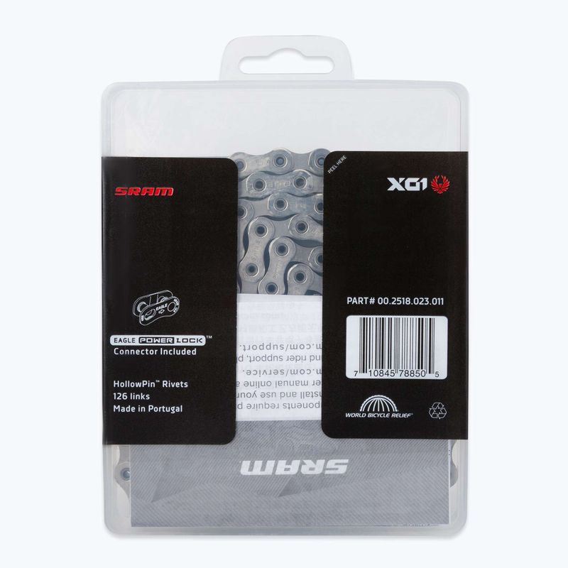 Lanț de bicicletă SRAM CN PCX01 EAGLE 126LI W/ PWR.LC argint 00.2518.023.011 2