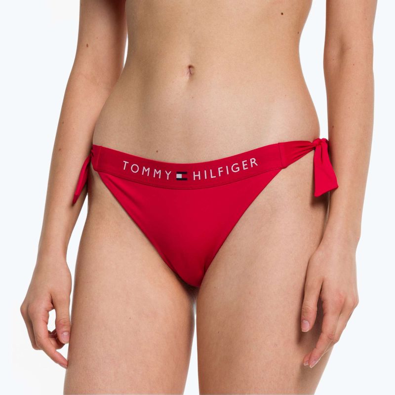 Tommy Hilfiger Side Tie Cheeky costum de baie de jos roșu 4