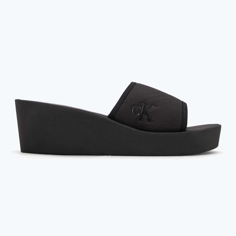 Papuci pentru femei Calvin Klein YW0YW01725 Beach Wedge Slide Canvas triple black 2