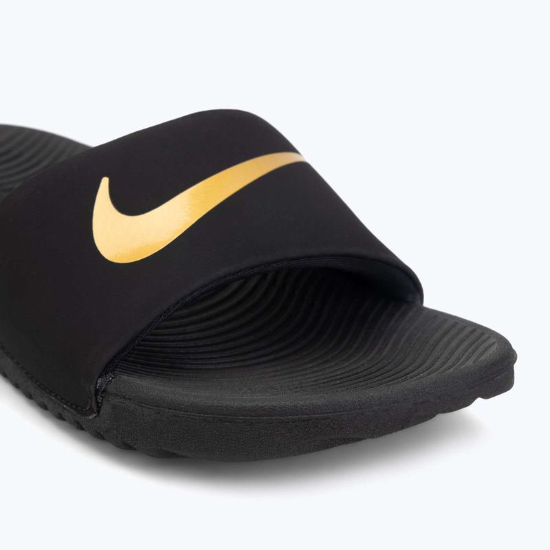 Papuci pentru copii Nike Kawa black/metallic gold 7