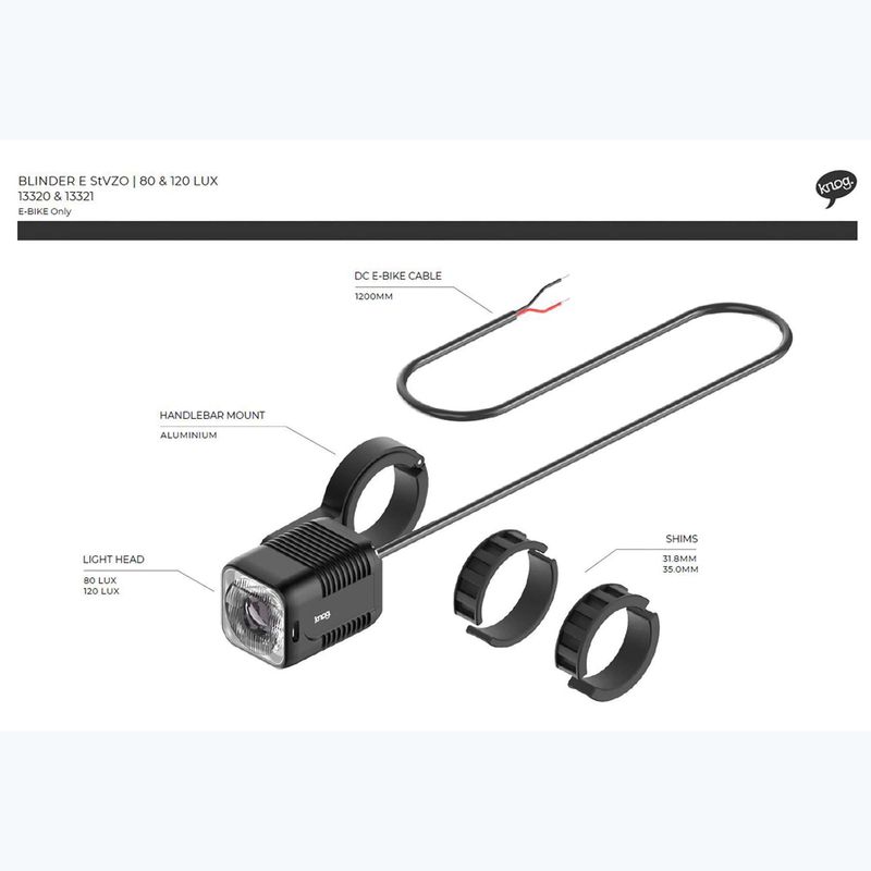 Lampă de bicicletă față Knog Blinder E 120 Lux StVZO negru 4