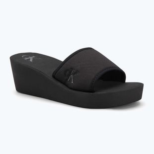 Papuci pentru femei Calvin Klein YW0YW01725 Beach Wedge Slide Canvas triple black