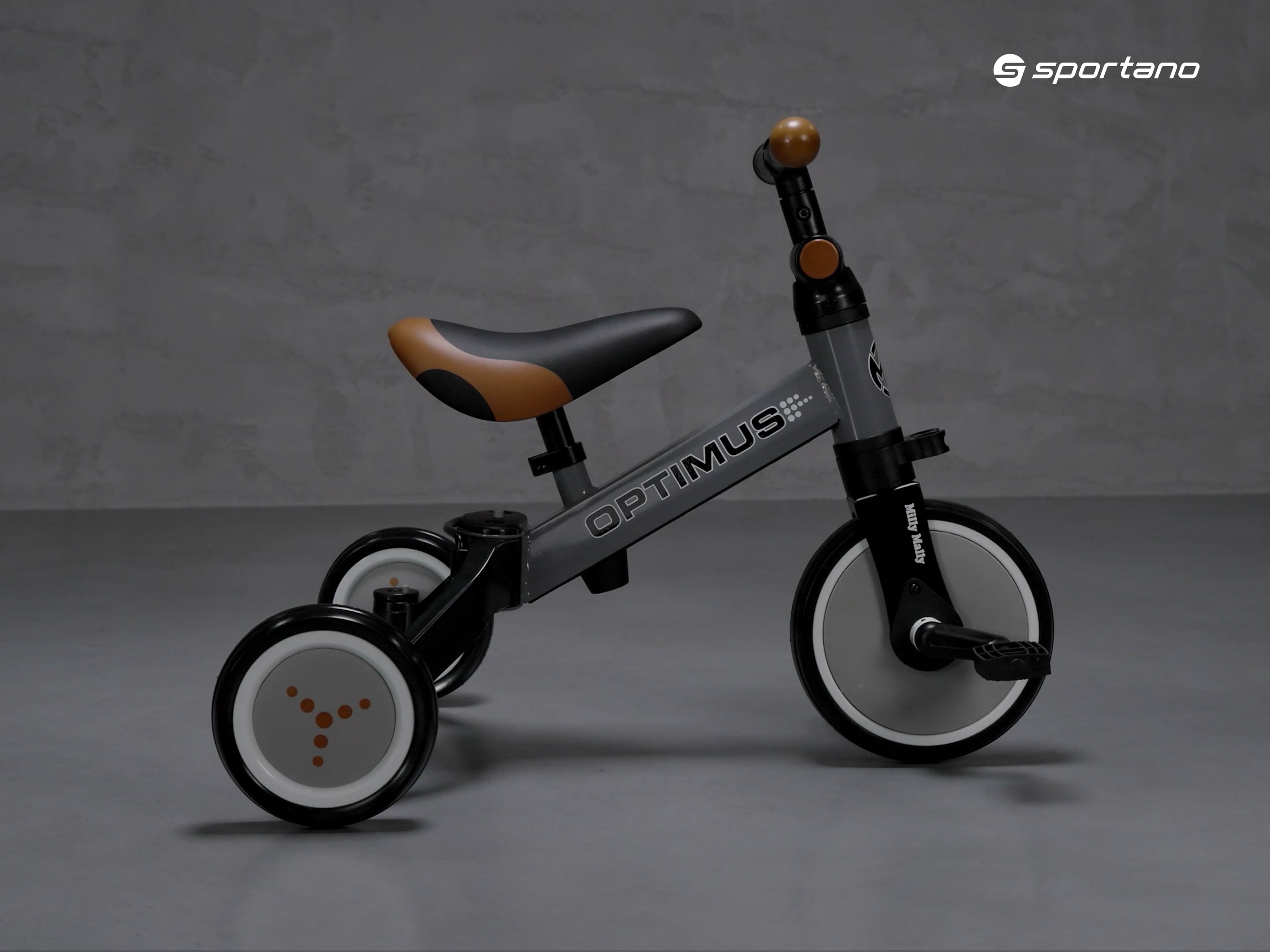 Bicicletă de echilibru cu tri roți Milly Mally 3w1 Optimus gri 3968